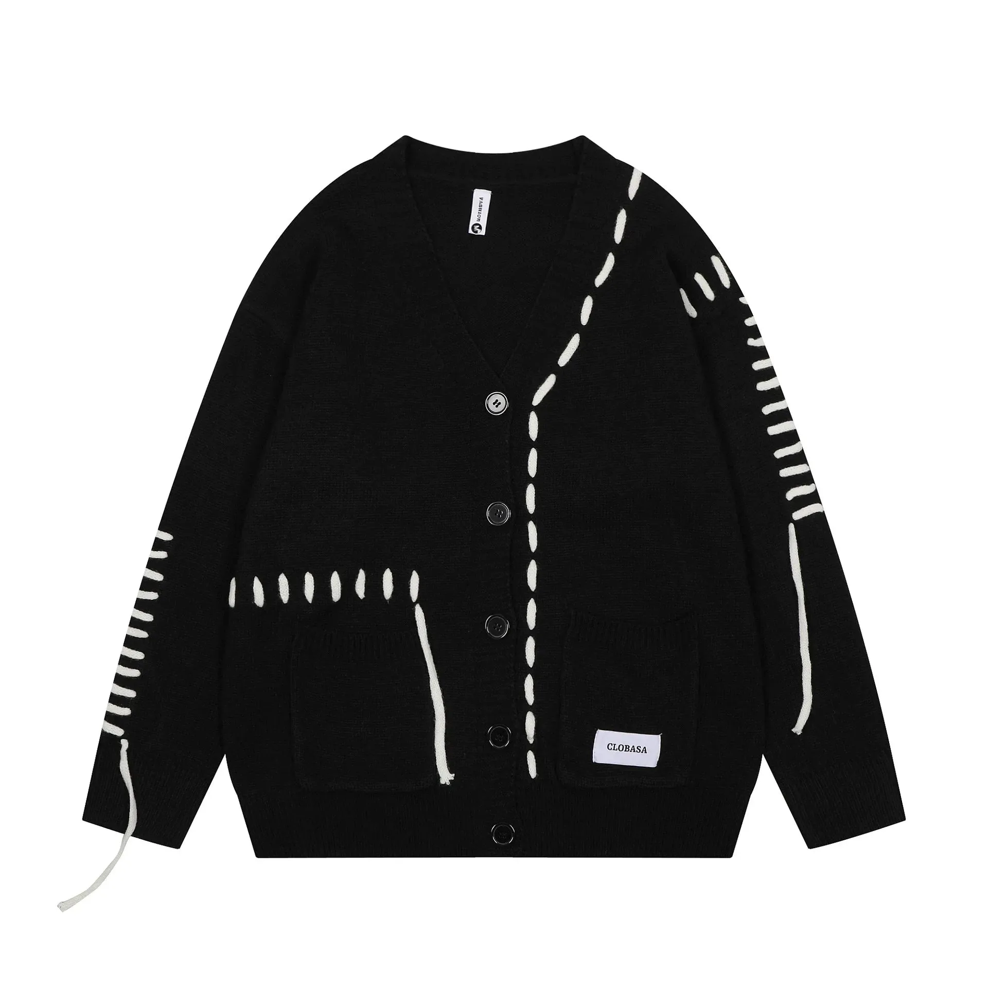 Aidase mens outfits Japanese Fashion Knitted Cardigan Autumn Winter New Cargo Sweater for Men Oversized Drawstring Patchwork Women Sweaters