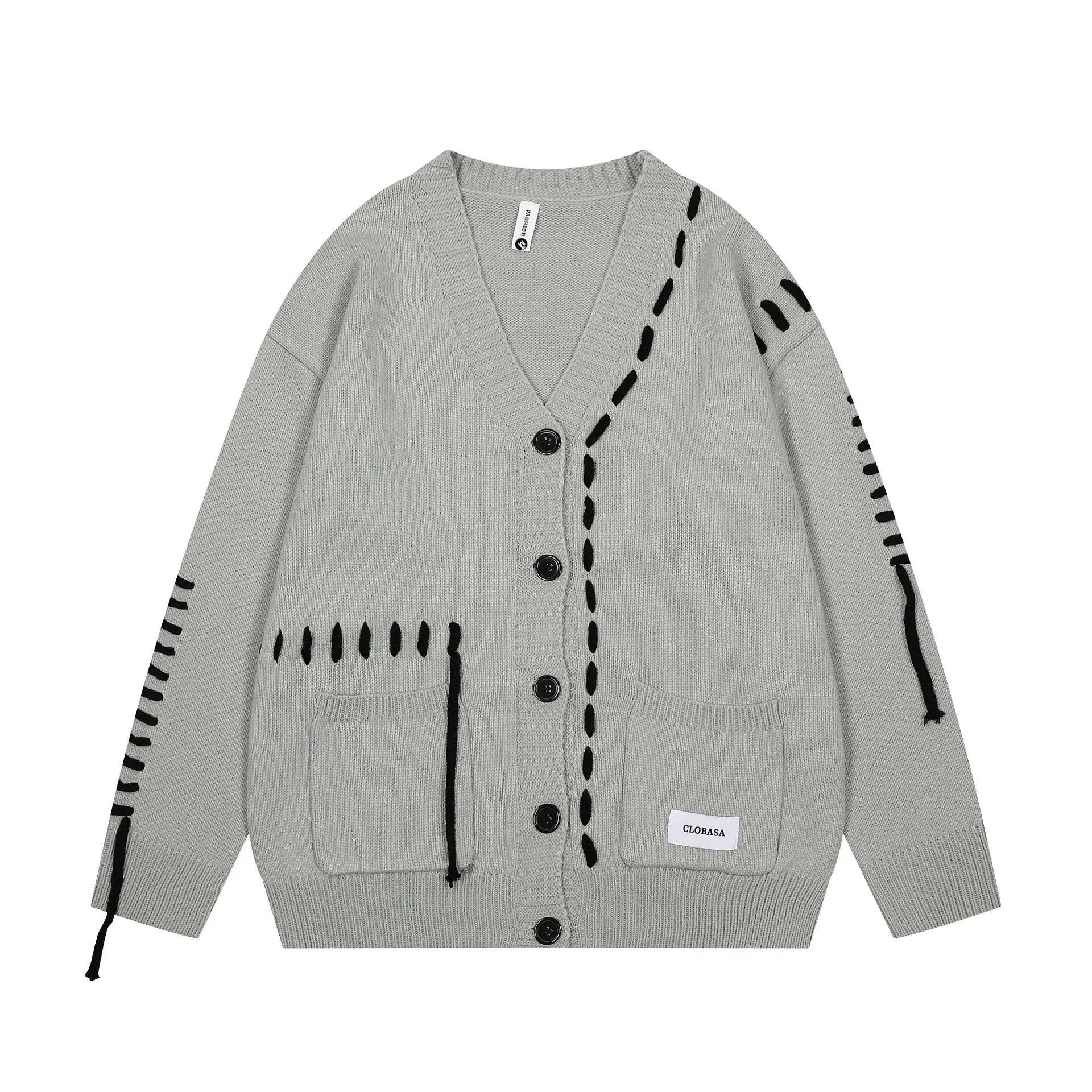 Aidase mens outfits Japanese Fashion Knitted Cardigan Autumn Winter New Cargo Sweater for Men Oversized Drawstring Patchwork Women Sweaters