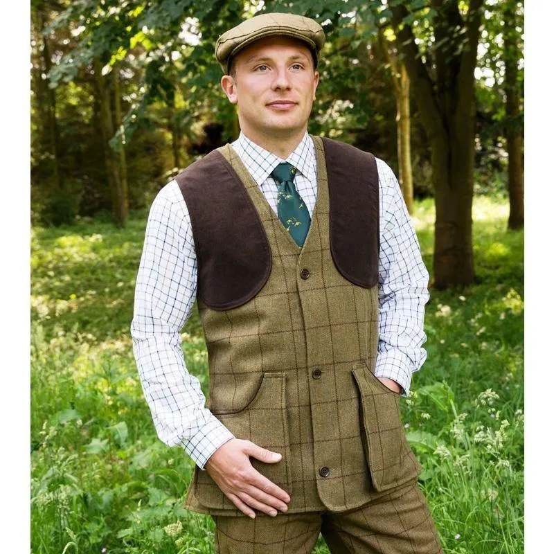 Alan Paine Rutland Mens Tweed Shooting Waistcoat - Lichen