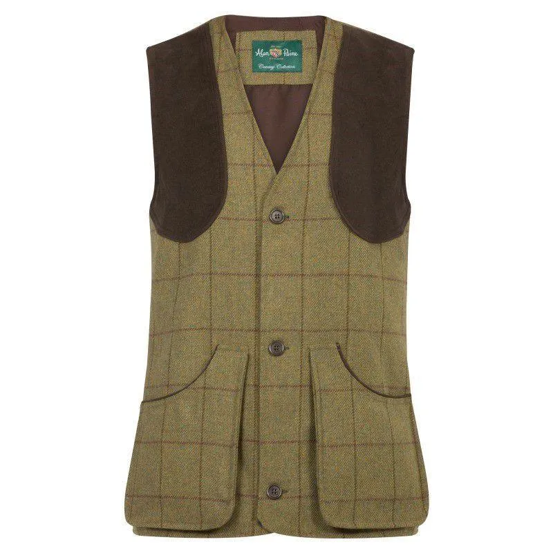 Alan Paine Rutland Mens Tweed Shooting Waistcoat - Lichen