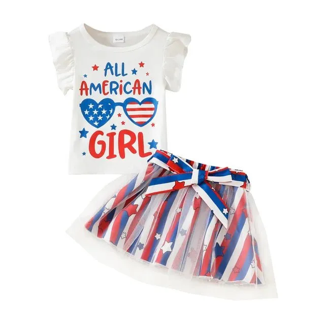 All American Girl Star Denim Short Set