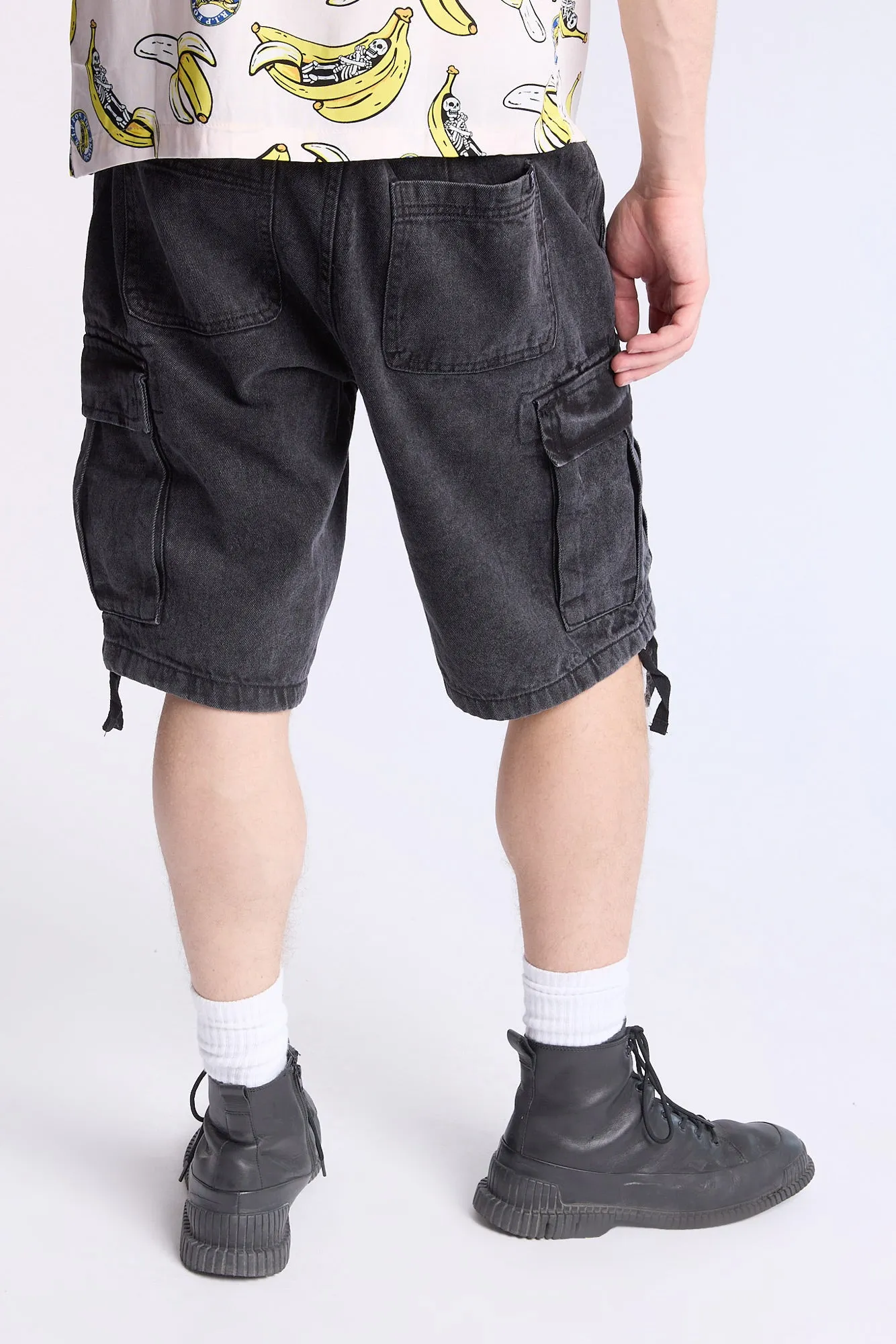 Arsenic Mens Loose Denim Cargo Shorts