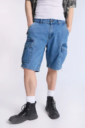 Arsenic Mens Loose Denim Cargo Shorts