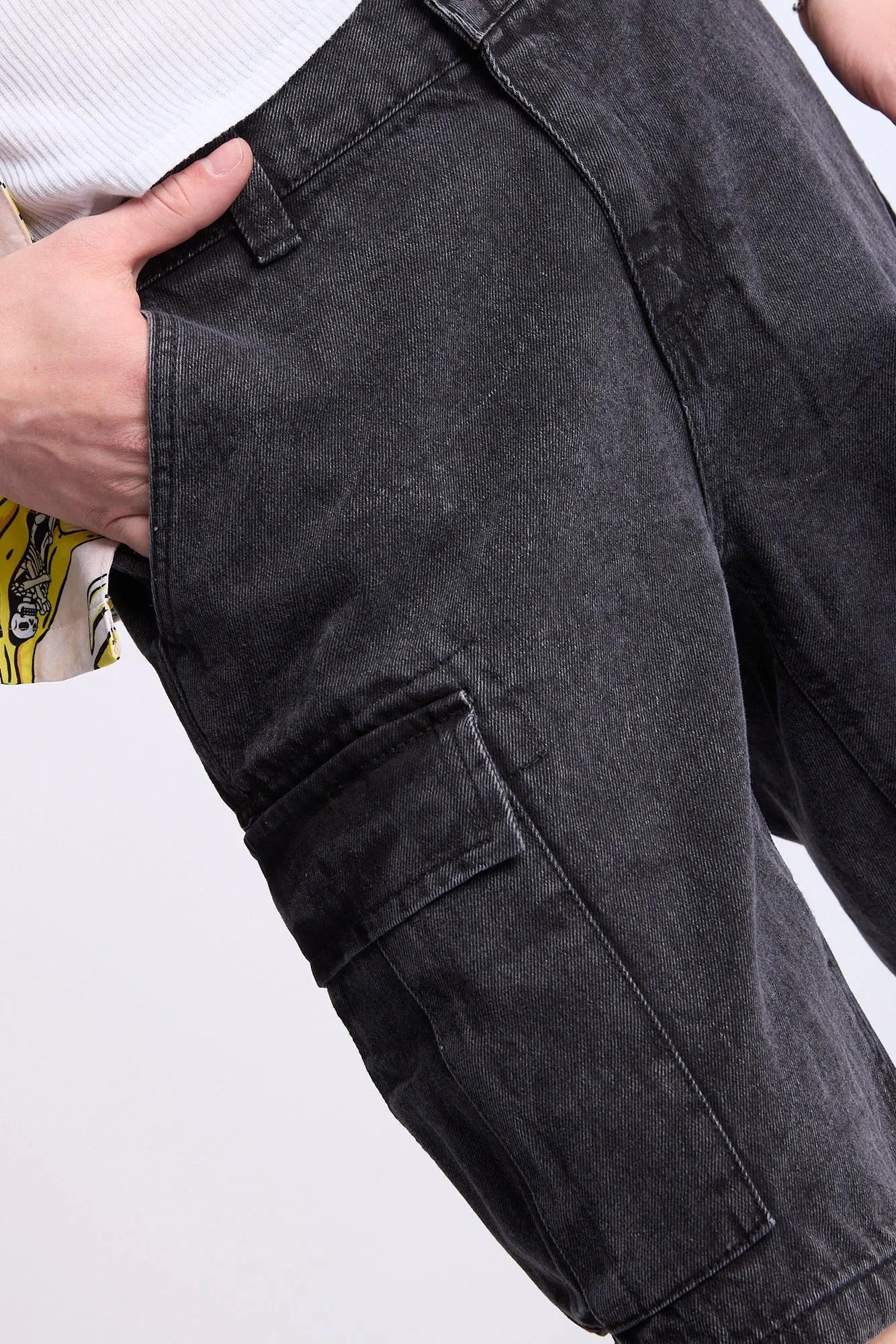 Arsenic Mens Loose Denim Cargo Shorts