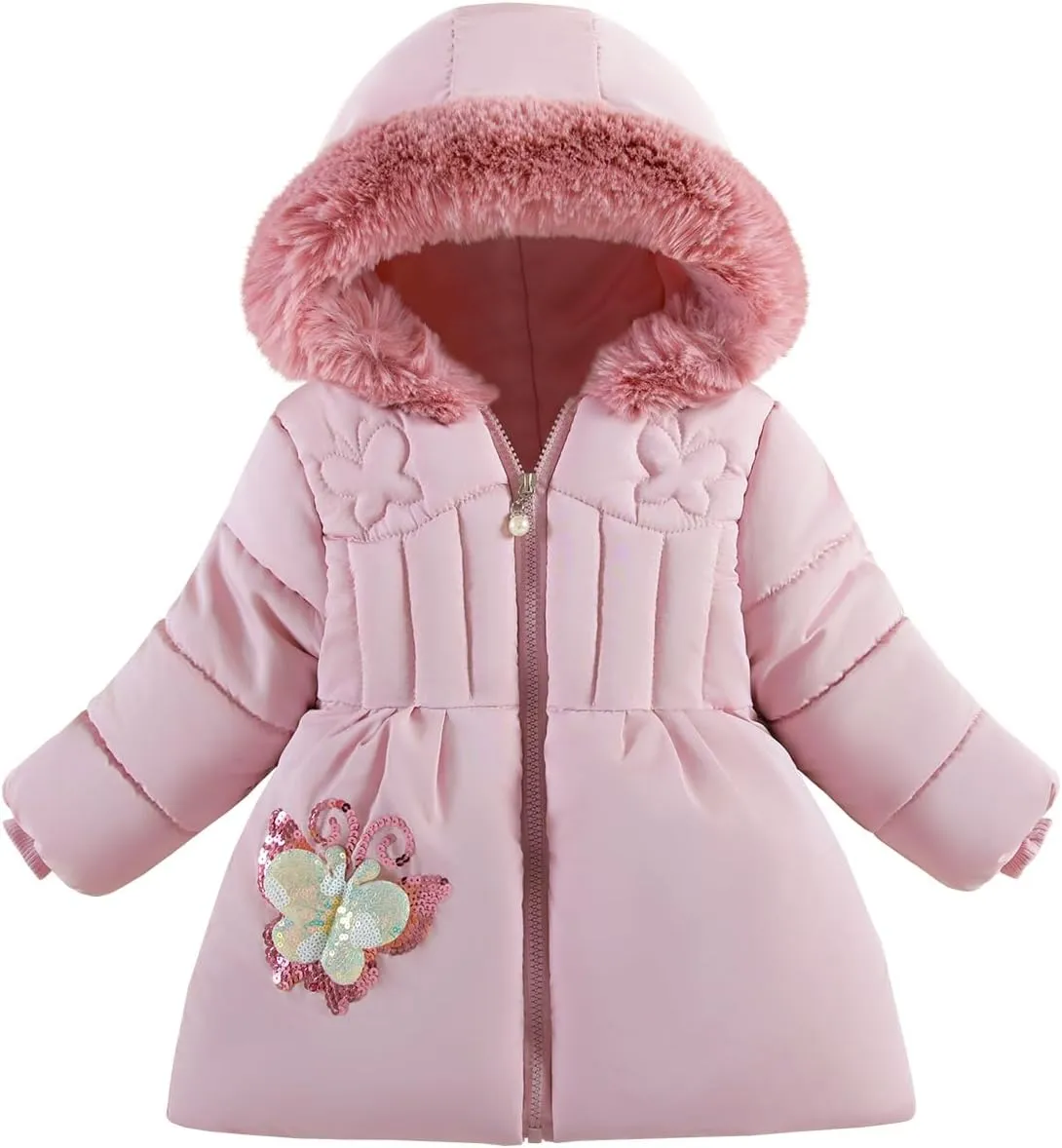 Baby Winter Fleece Puffer Coat Toddler Hooded Jacket Girl Fur Outerwear Clothes