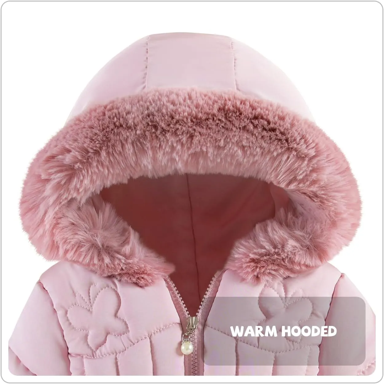 Baby Winter Fleece Puffer Coat Toddler Hooded Jacket Girl Fur Outerwear Clothes