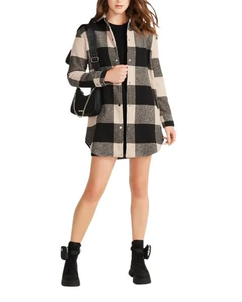 BB Dakota Eldridge Plaid Coat - Light Taupe