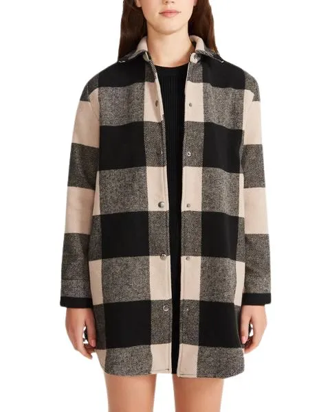 BB Dakota Eldridge Plaid Coat - Light Taupe