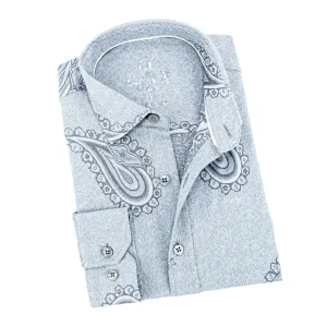 Big Paisley Jacquard Button Down Shirt - Grey
