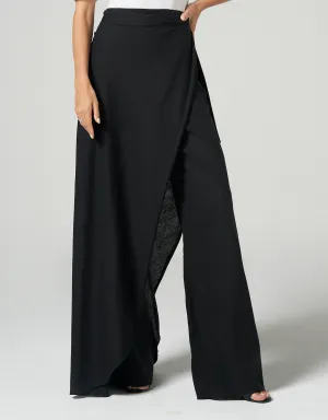 Black Linen Trouser With An Open Skirt Online UAE