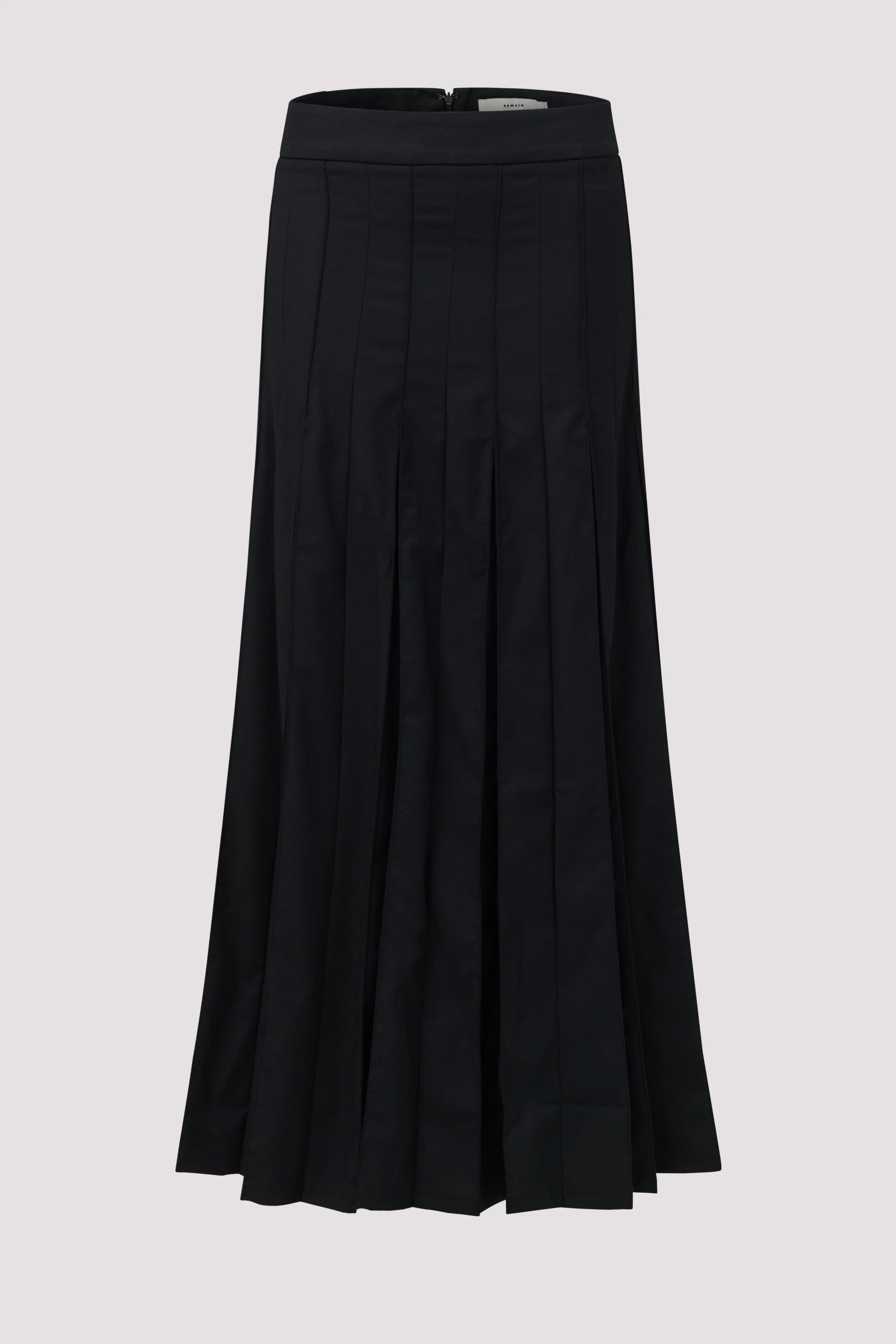 Black Pleated Suiting Maxi Skirt