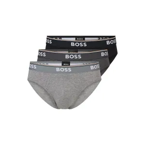 BOSS 3 Pack Power Cotton Stretch Briefs - Grey/Black Mix