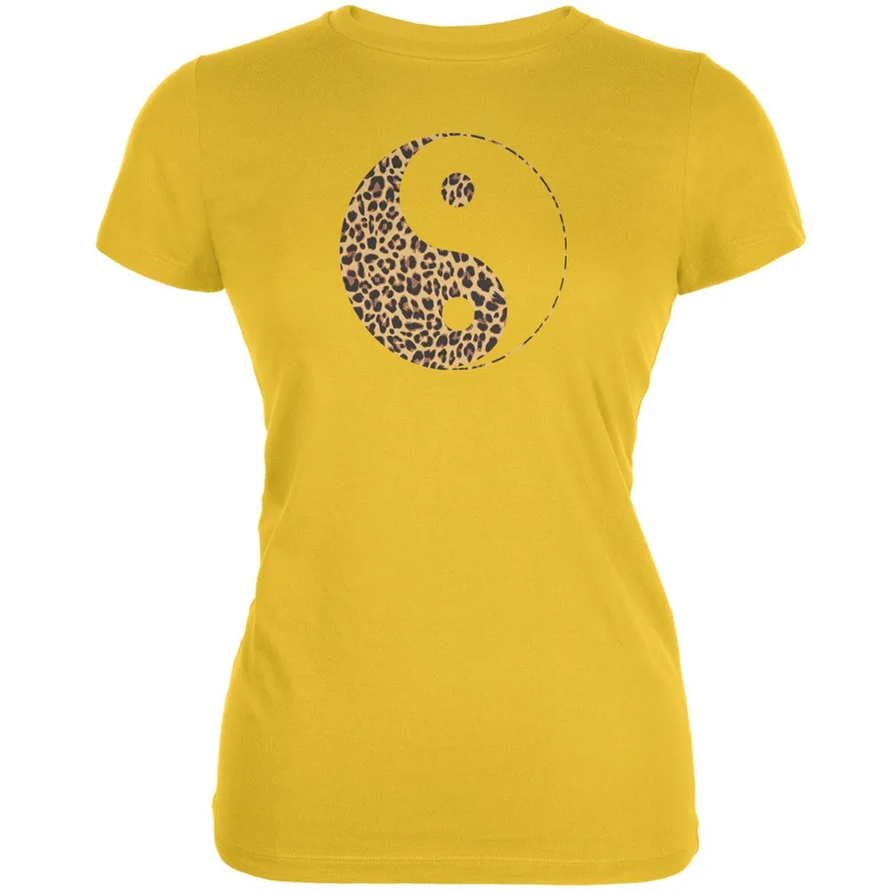 Cheetah Print Ying Yang Black Juniors Soft T-Shirt