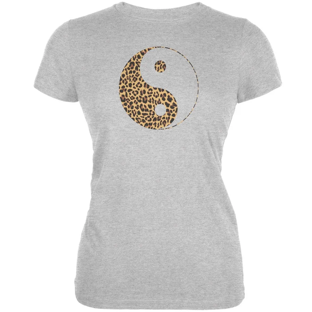 Cheetah Print Ying Yang Black Juniors Soft T-Shirt