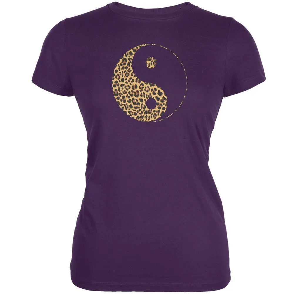 Cheetah Print Ying Yang Black Juniors Soft T-Shirt