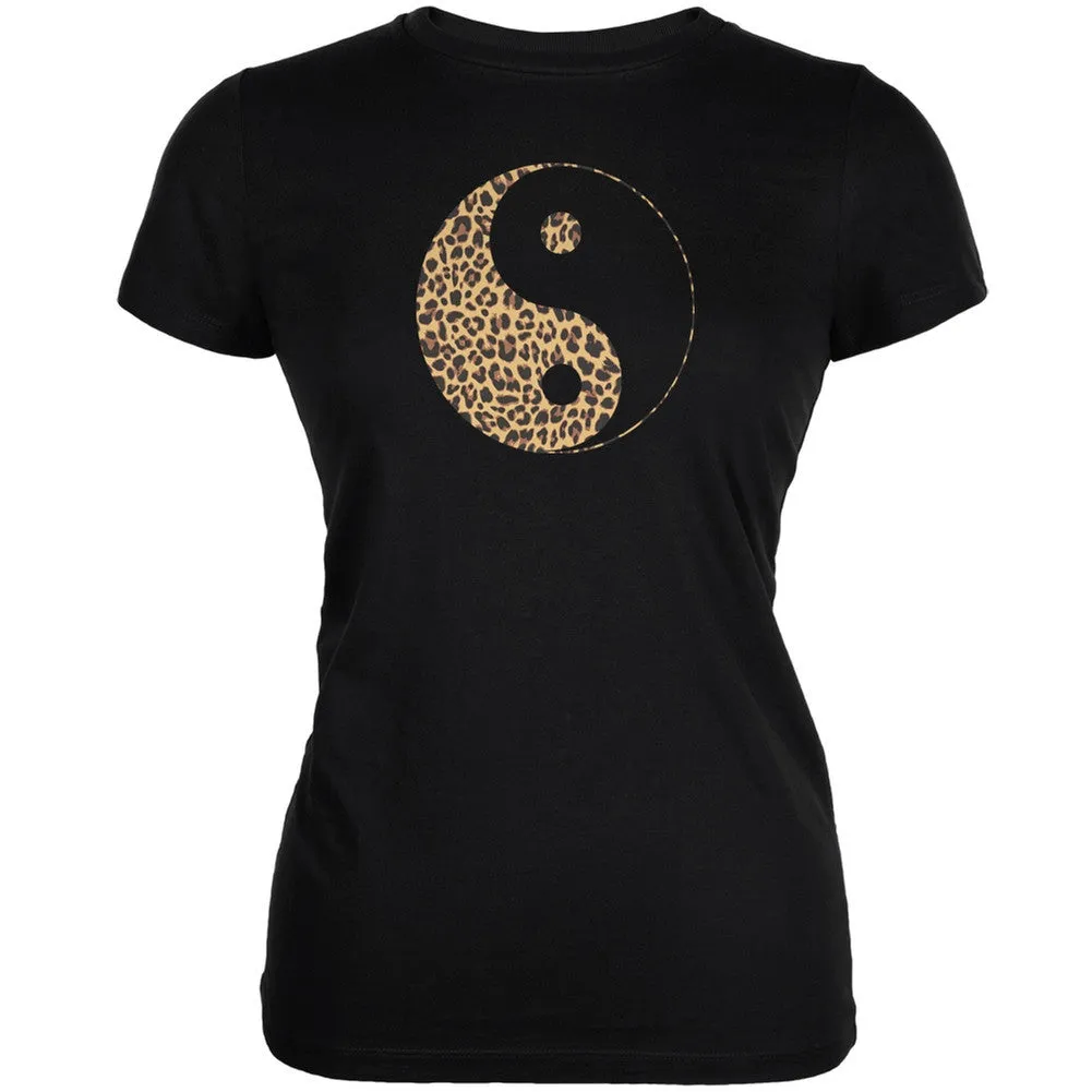 Cheetah Print Ying Yang Black Juniors Soft T-Shirt