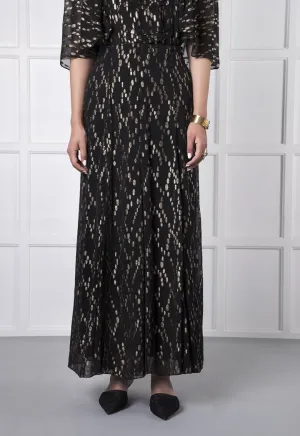 Choice Gold Lurex Oval Pattern Skirt Black