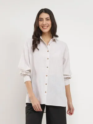 Cotton Solid Relaxed Fit Shirt - Off White