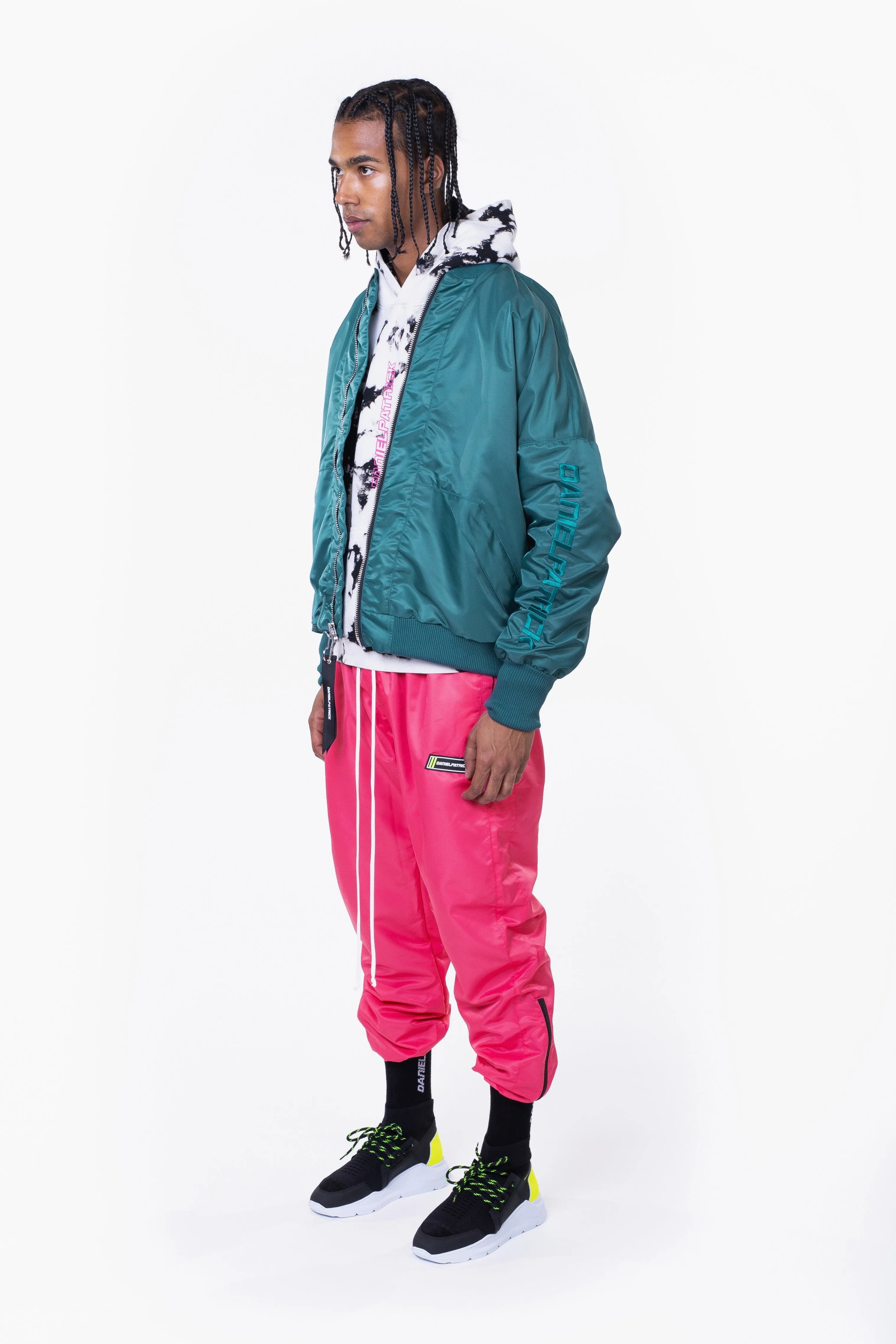 DP embroidered sleeve bomber / teal