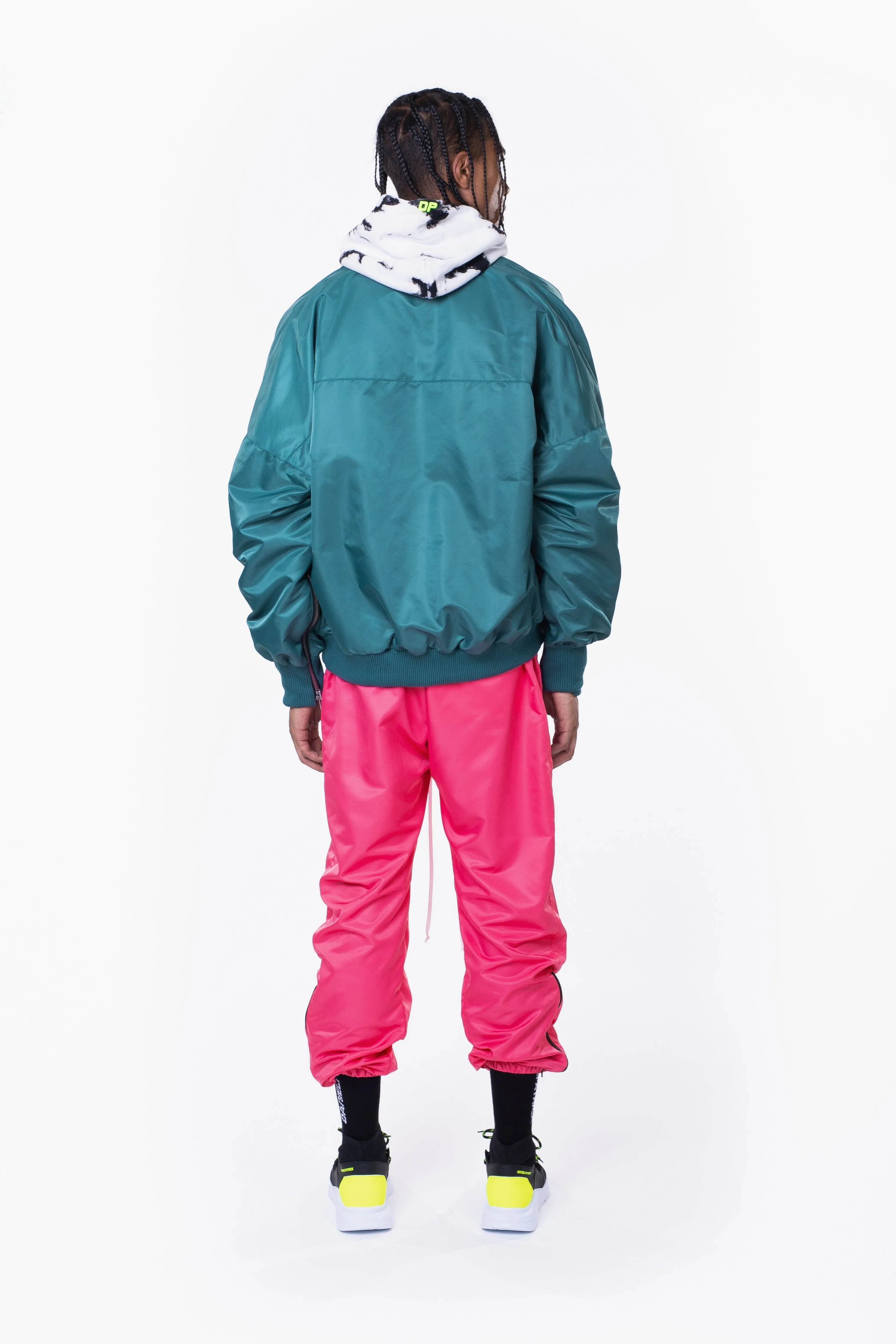 DP embroidered sleeve bomber / teal