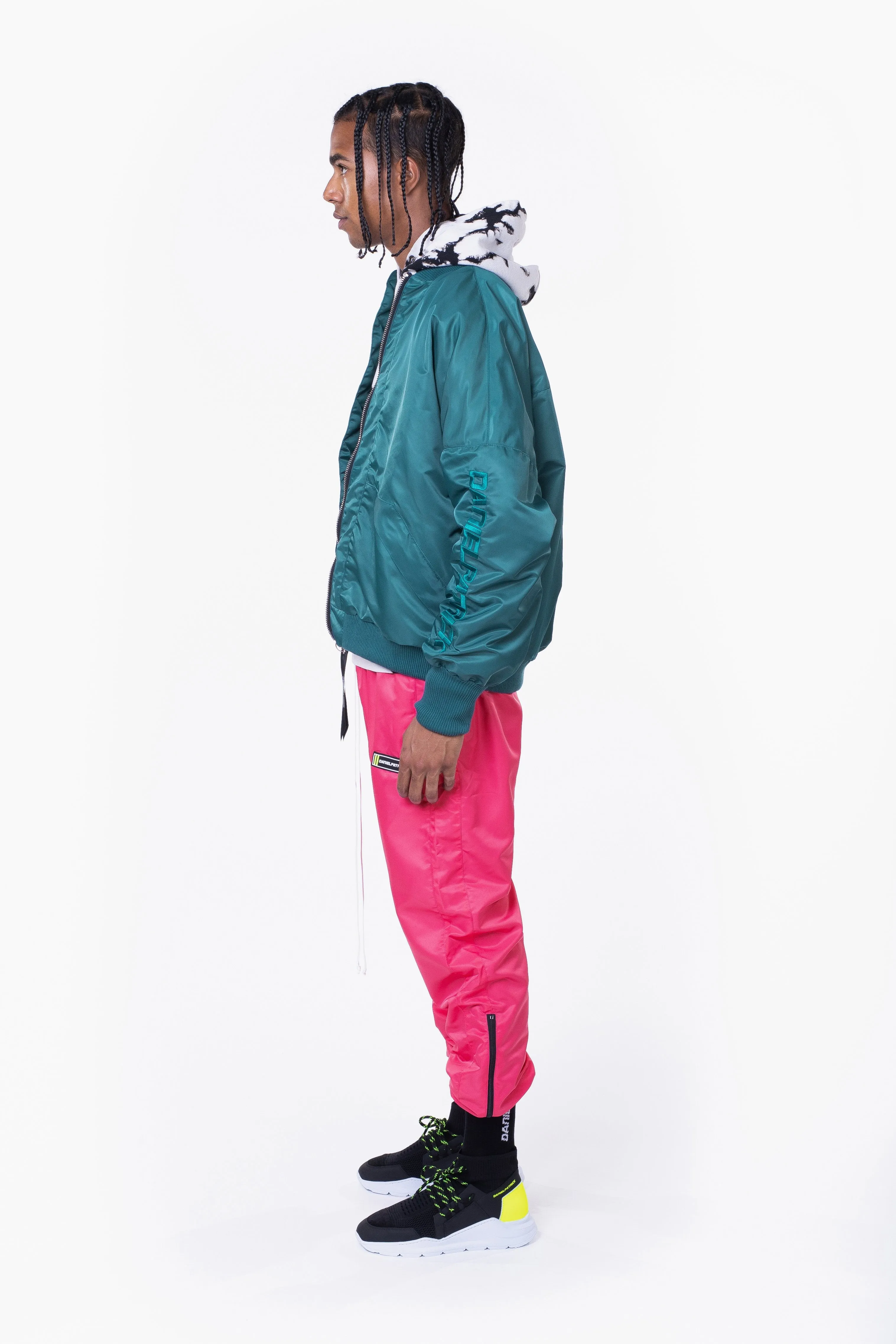 DP embroidered sleeve bomber / teal