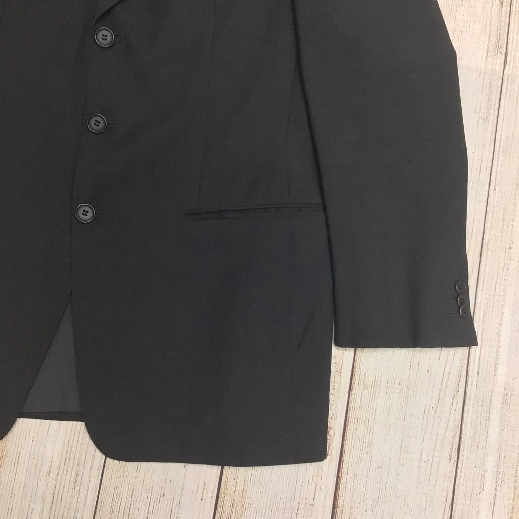 Giorgio Armani Le Collezioni  Black 100% Pure Virgin Wool Blazer Jacket Size 48R