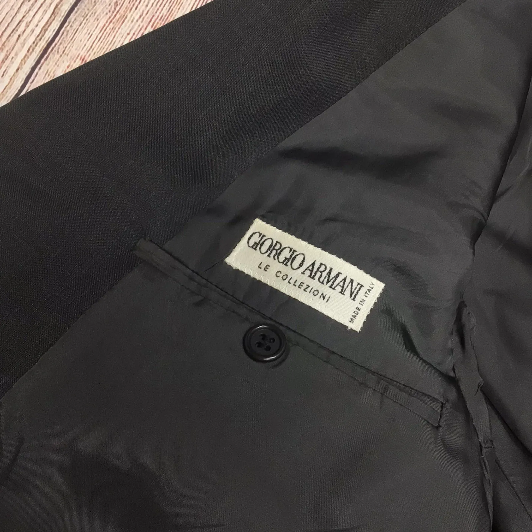 Giorgio Armani Le Collezioni  Black 100% Pure Virgin Wool Blazer Jacket Size 48R