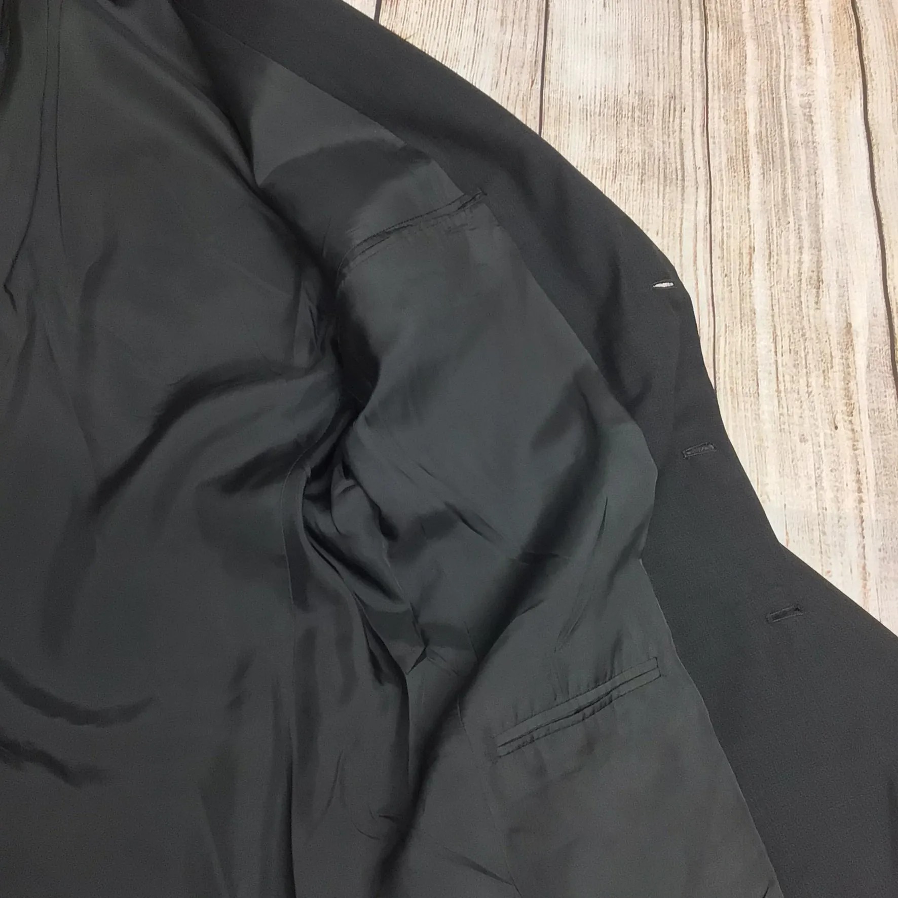 Giorgio Armani Le Collezioni  Black 100% Pure Virgin Wool Blazer Jacket Size 48R