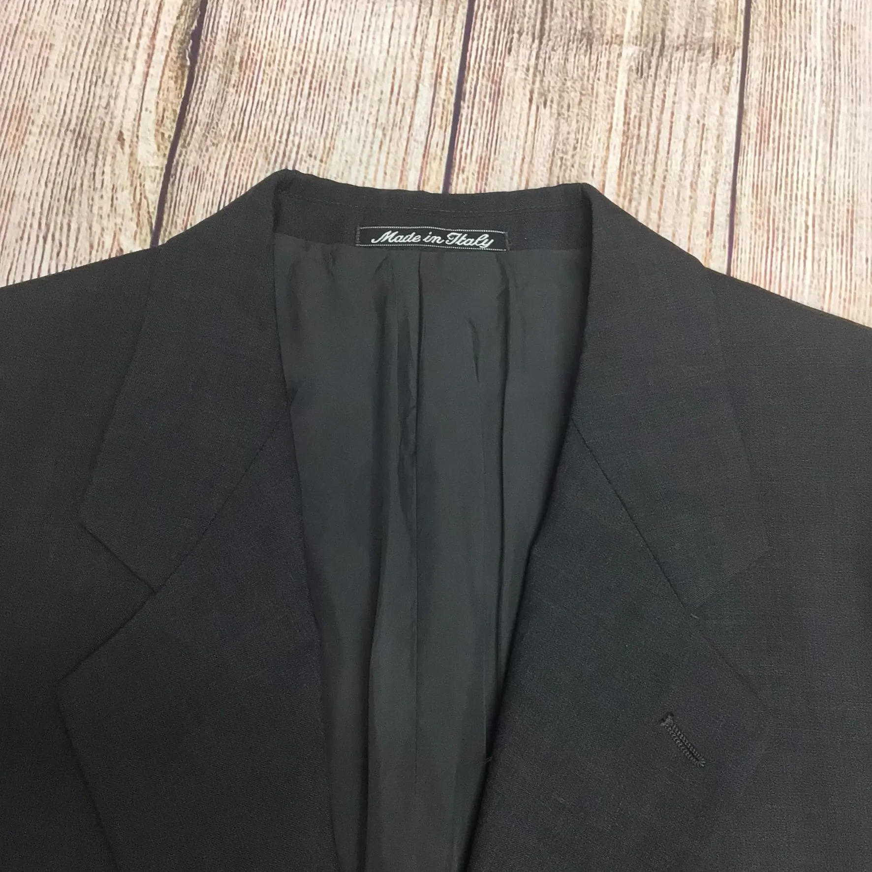 Giorgio Armani Le Collezioni  Black 100% Pure Virgin Wool Blazer Jacket Size 48R