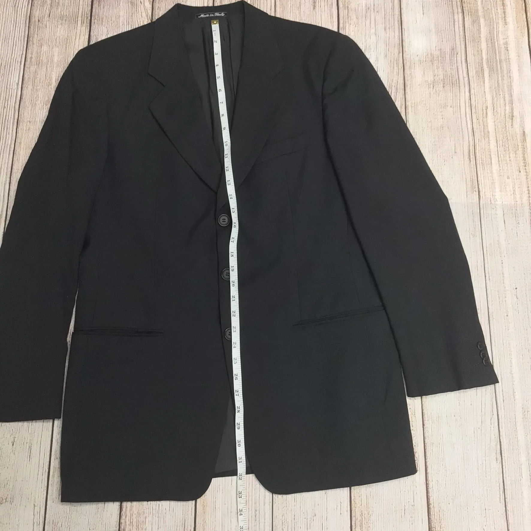Giorgio Armani Le Collezioni  Black 100% Pure Virgin Wool Blazer Jacket Size 48R