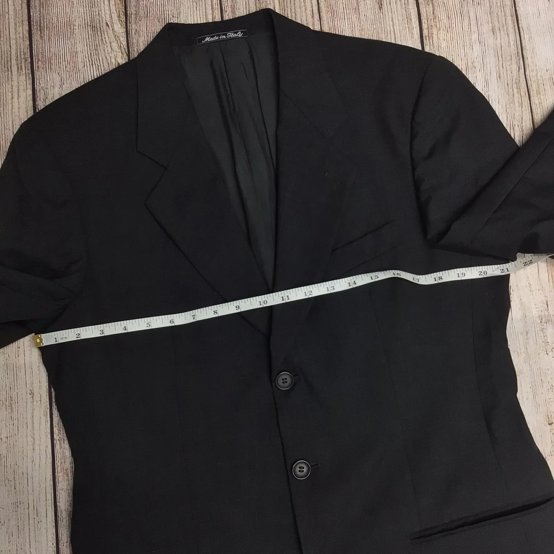 Giorgio Armani Le Collezioni  Black 100% Pure Virgin Wool Blazer Jacket Size 48R
