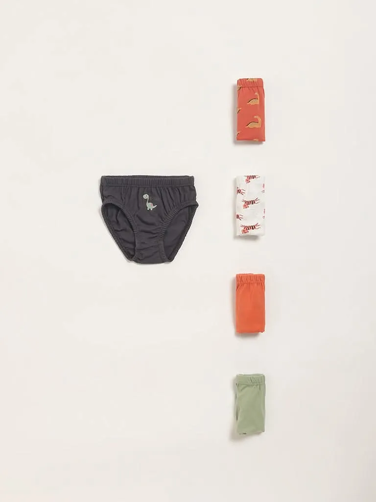 HOP Kids Multicolour Assorted Cotton Briefs - Pack of 5
