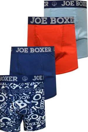 Joe Boxer Kids Logo Cotton 4 Pack Boxer Briefs