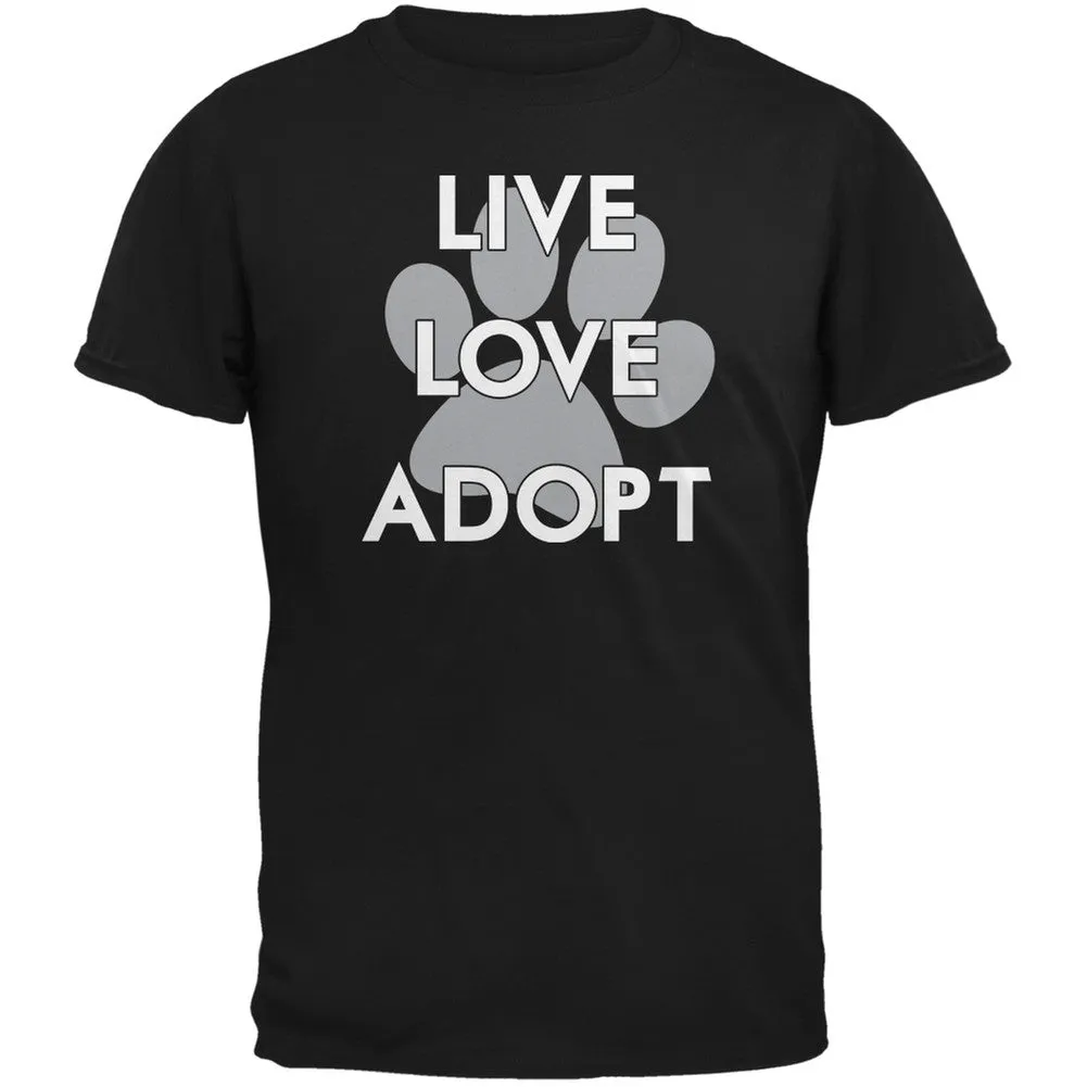 Live Love Adopt Black Adult T-Shirt