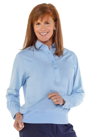 Long Sleeve Banded Bottom Solid Polo | Dutch Blue 236