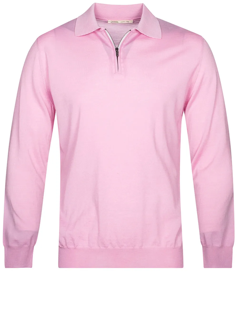Long Sleeve Polo Zip Pink
