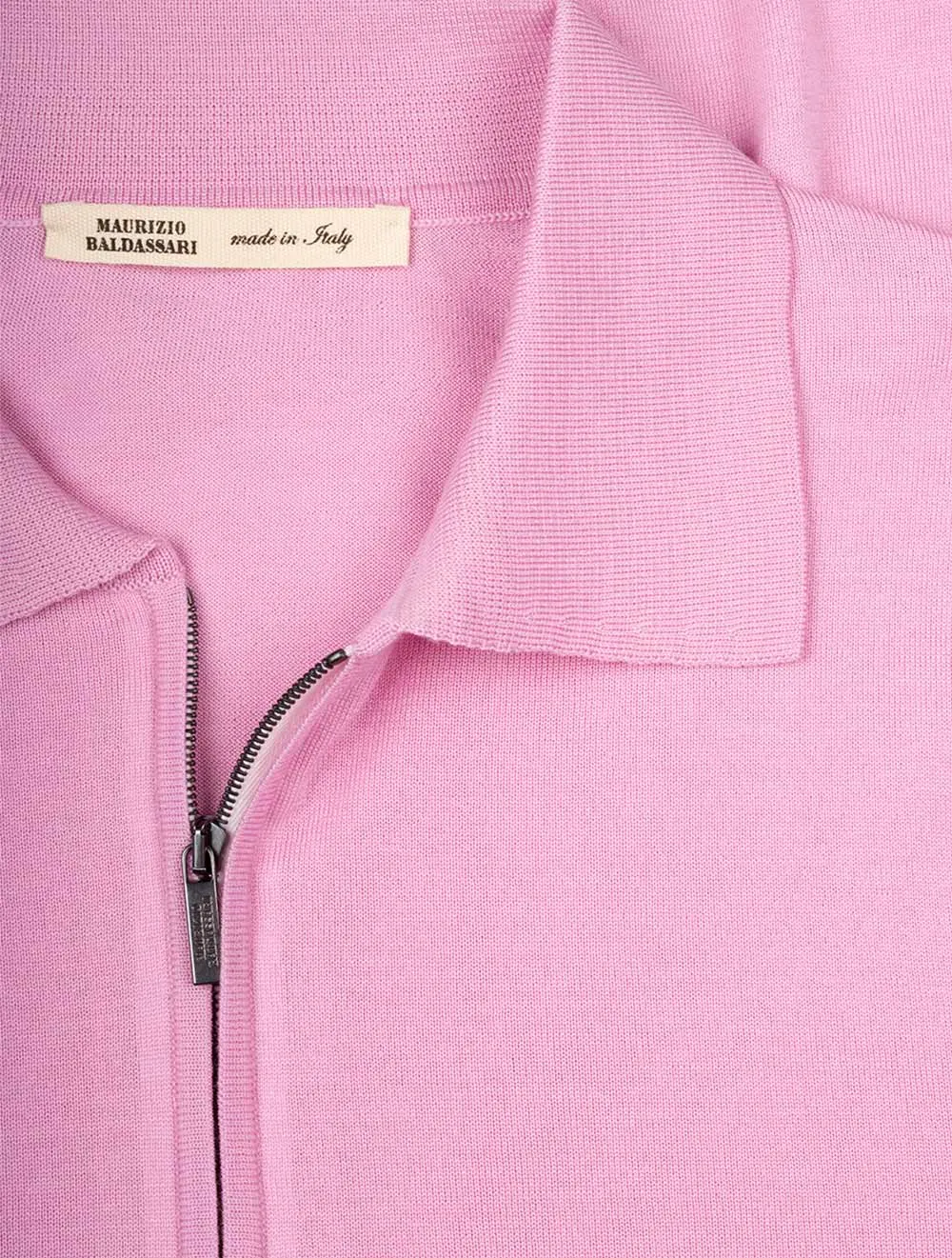 Long Sleeve Polo Zip Pink