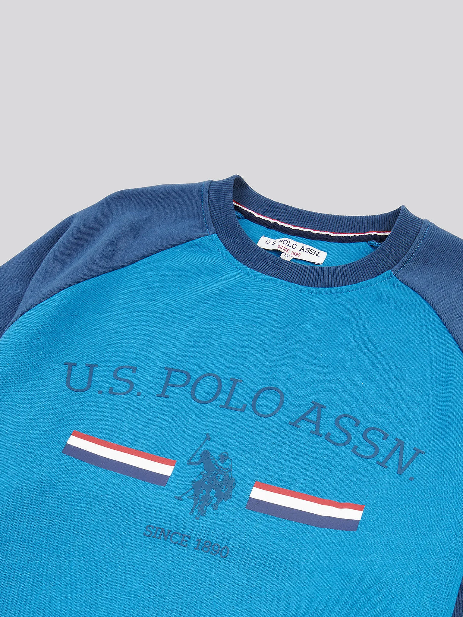 Mens Raglan Rider Crew Neck Sweater in True Blue