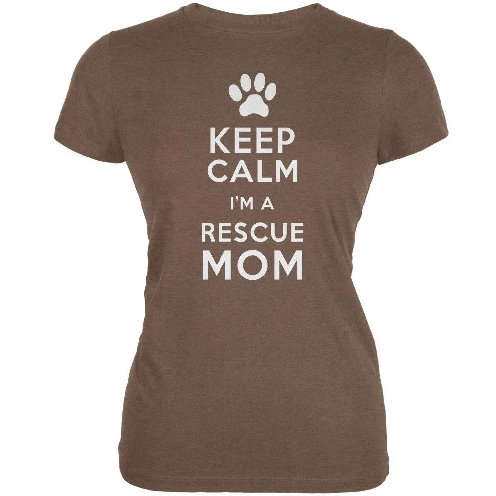 Mother's Day - Dog Keep Calm Rescue Mom Aqua Juniors Soft T-Shirt