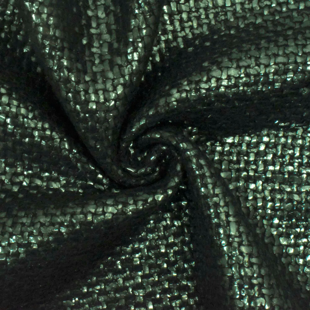 Mysterious Green Famous Designer Metallic Coated Tweed Fabric