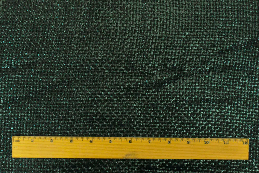 Mysterious Green Famous Designer Metallic Coated Tweed Fabric
