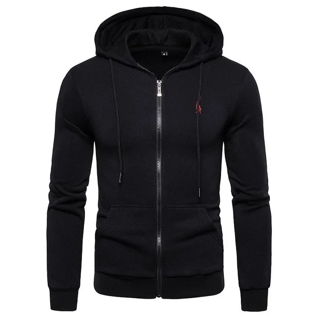 New Autumn Winter Cotton Hoodie Mens Sweatshirts. Solid Hoody Fleece Thick Hoodies. Men Sportswear Zipper Sweatshirts.