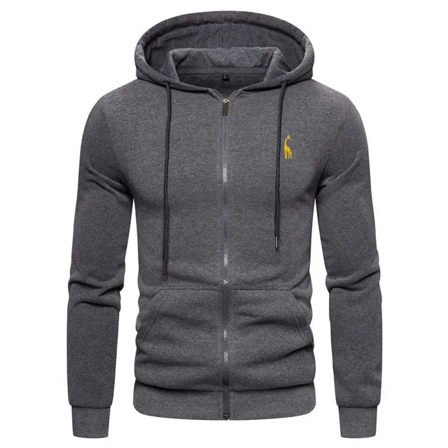 New Autumn Winter Cotton Hoodie Mens Sweatshirts. Solid Hoody Fleece Thick Hoodies. Men Sportswear Zipper Sweatshirts.