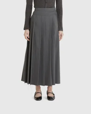 Pleated Wrap Maxi Skirt