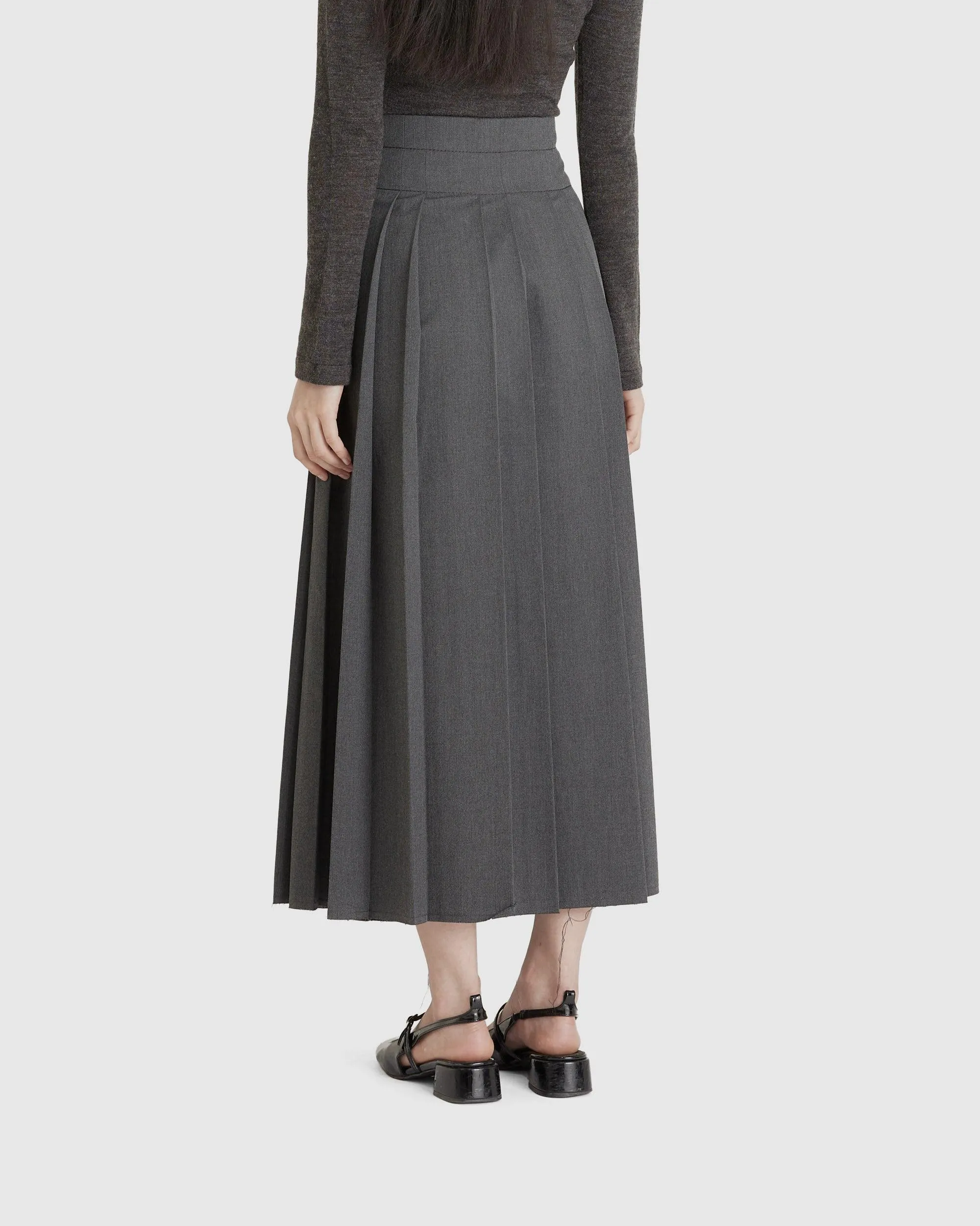 Pleated Wrap Maxi Skirt