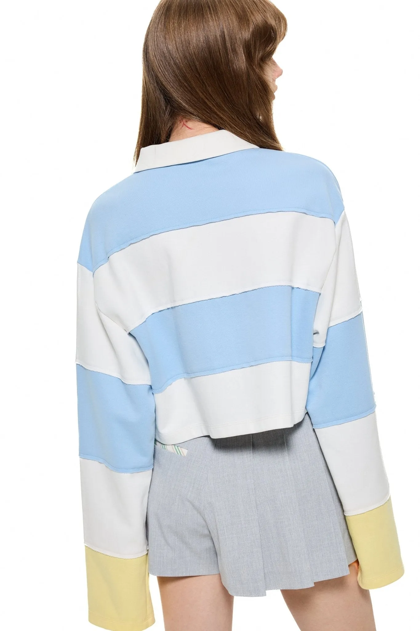 Stripe Button Polo Shirt in Blue And White