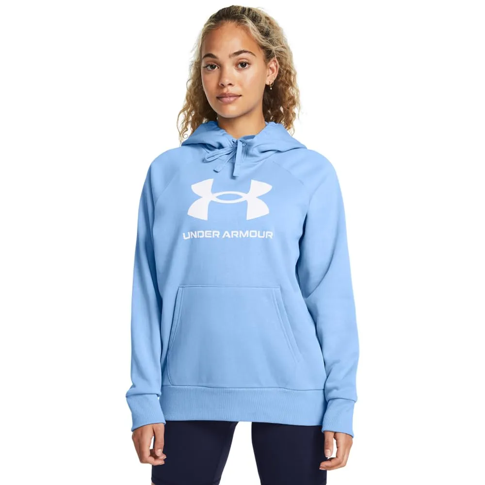 Under Armour Womens Rival Fleece Big Logo Hoodie, (001) Black / / White, Medium