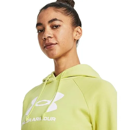 Under Armour Womens Rival Fleece Big Logo Hoodie, (001) Black / / White, Medium