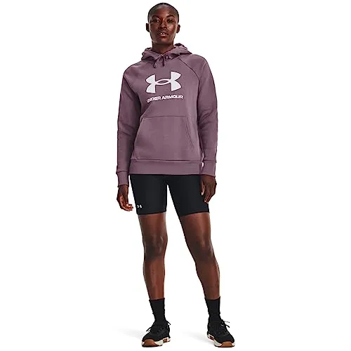 Under Armour Womens Rival Fleece Big Logo Hoodie, (001) Black / / White, Medium
