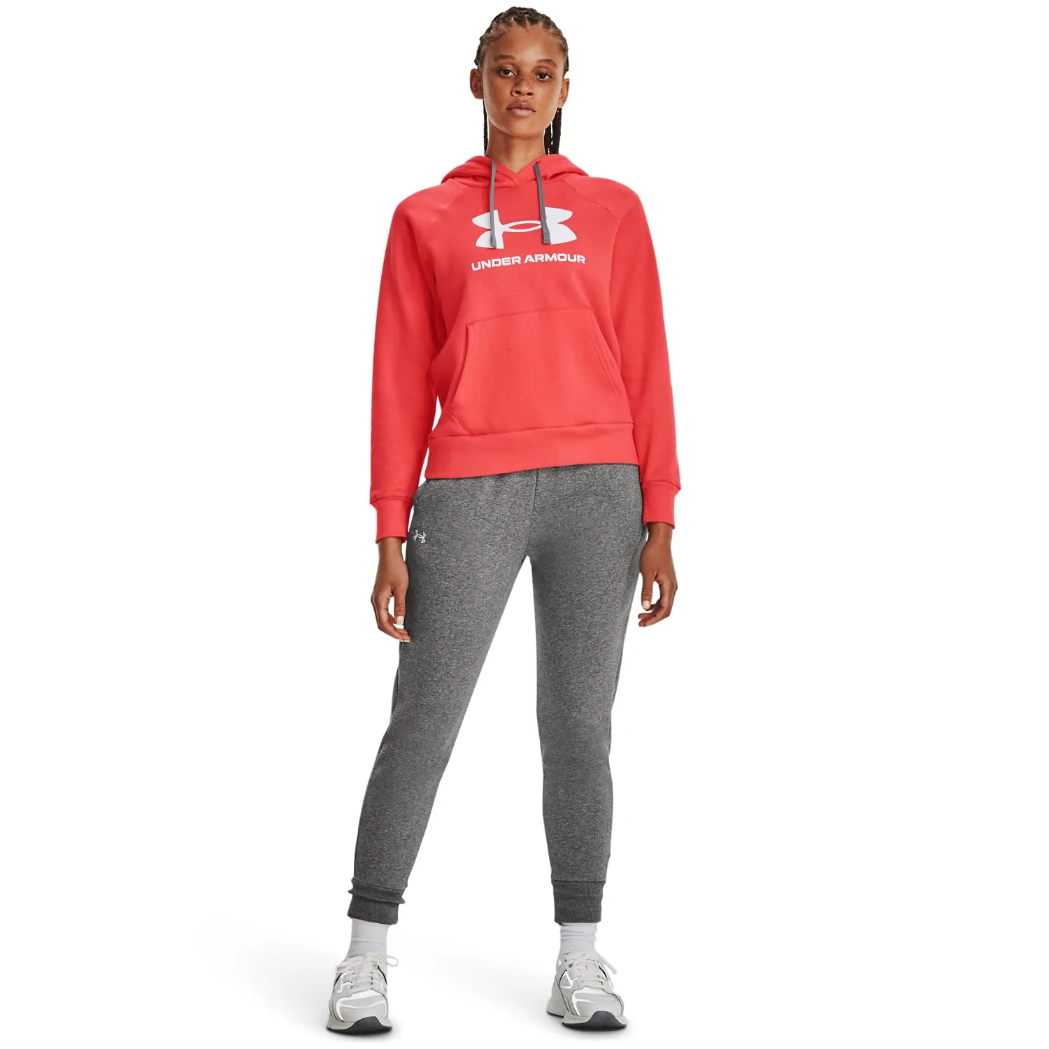 Under Armour Womens Rival Fleece Big Logo Hoodie, (001) Black / / White, Medium